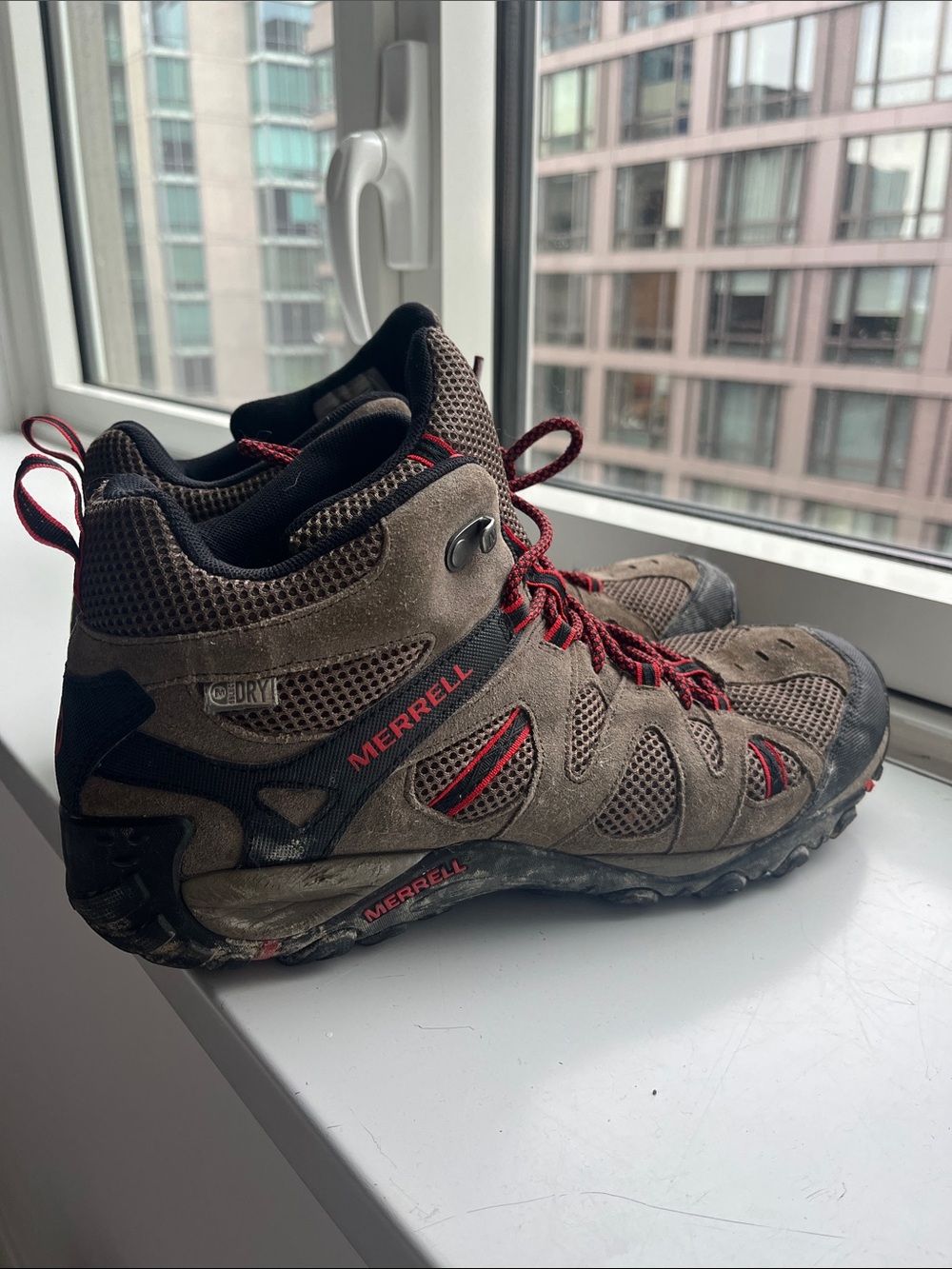Merrell Deverta Mid Brown and Red Men's Mid-Height Hiking Boots